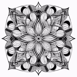 black and white floral design with circular flowers