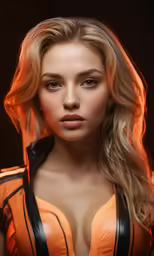 a beautiful blond woman with a bright dress