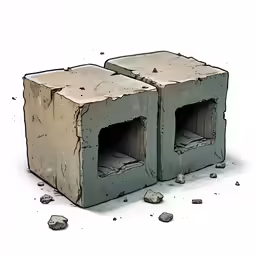 two cement bricks sit next to each other