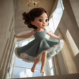 a little girl that is standing on top of a stair