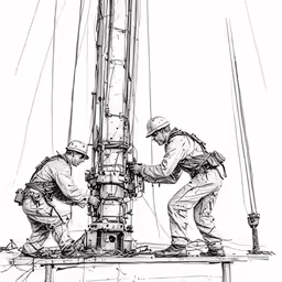 two men are building a mast