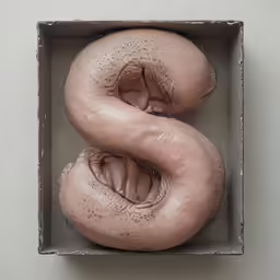an odd doughnut shaped as a snake in a box