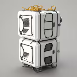 a group of four small white objects stacked together