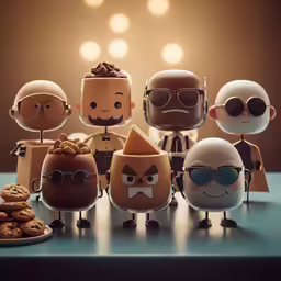the odd characters are wearing different glasses and hats