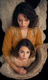 a beautiful woman standing in front of another beautiful woman