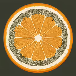 an orange painted with different colors in a circle