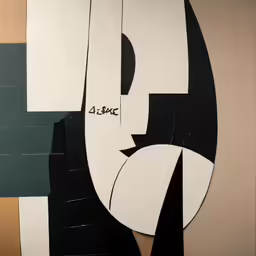 abstract art is shown in the image of white and black shapes