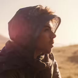 a person standing outside in the sunlight