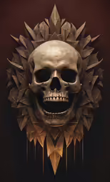 a skull in a golden sun on a black background