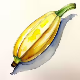 an oil painting of a plant with yellow fruit,a painting of an object on white paper