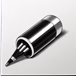 a pen and a pencil sitting on a white piece of paper