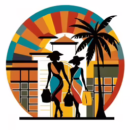 two ladies carrying bags walking on the beach