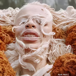 a close up of a person with fake hair