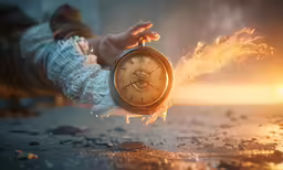 a person is holding a clock in their hand