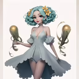 an illustration of a girl with blue hair