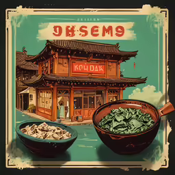 asian restaurant on a street in front of other buildings