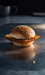 a single cheese burger on a golden tray