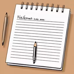 a notepad with a pencil and pen next to it
