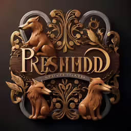 a carved wooden sign with a fox on top