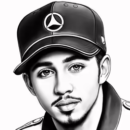 a drawing of a person with baseball hat