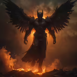 a picture of a knight that has an wings on it