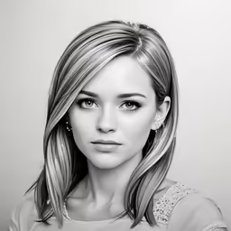 a pencil drawing of a girl with long blonde hair
