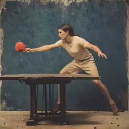 there is a person playing ping pong on the table