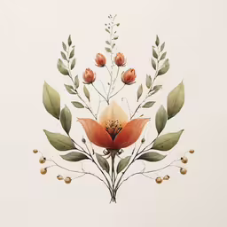 an artistic image of a flower and leaves