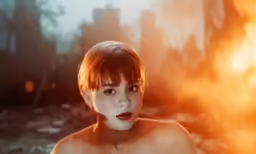 a young woman with glowing makeup is posing for the camera
