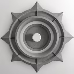 a circular concrete object is in the middle of a wall