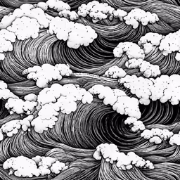 an artistic illustration of waves, created from black and white ink