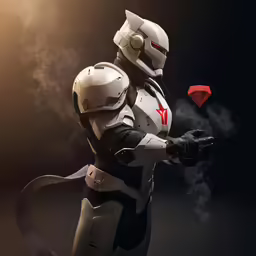 a robot that is in the dark with a heart