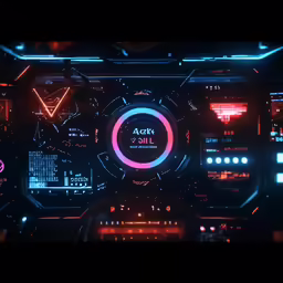 some different futuristic looking buttons in the dark