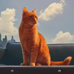 a cat sits atop the hood of an open vehicle