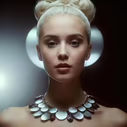 a lady with a pearl necklace and statement necklace