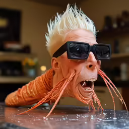 a man with some strange looking hair and eyeglasses