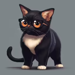 a cute black and white cat with orange eyes