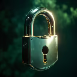 this is a close up of an open metallic padlock