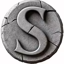 a stone letter s on a white background