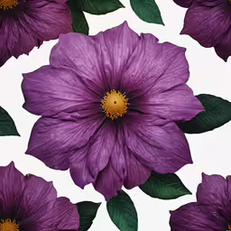 large flowers are on white and purple petals,flowers and leaves on a white background