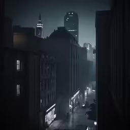 the view of a city from above at night