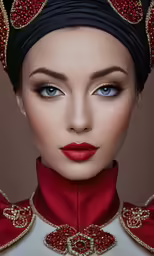 beautiful woman in a costume with jewels