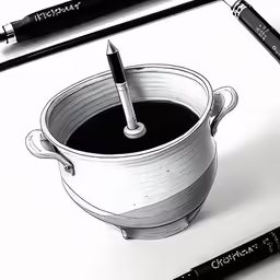 an object that looks like an egg pan, some crayons and two crayon pens