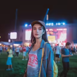 there is a young woman that is standing in the grass
