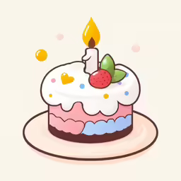 birthday cake with candles and heart decorations
