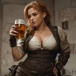 a woman is dressed up in steam punk clothing