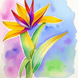 the color is on the paper but the image shows a watercolor painting,a painting of an orange and yellow flower