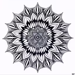 a black and white drawing of a flower,an artistic design done on a white background