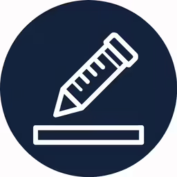 a black and white icon with a knife on top of it