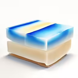 two different colored soap bars with a white background